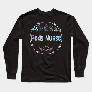 Peds Nurse cute floral watercolor Long Sleeve T-Shirt